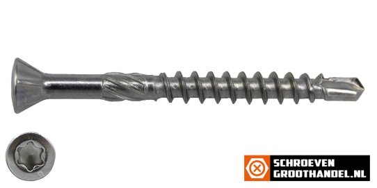 Houtbouwschroeven CSK zelfborend 4,5x45/30 mm RVS C1 freeskop TORX 200 stuks