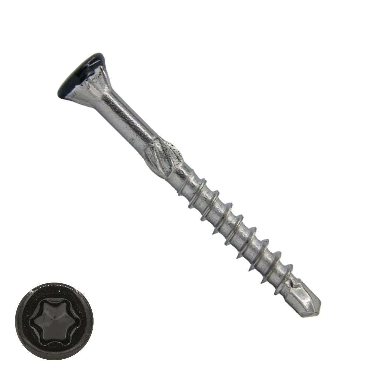 Houtbouwschroeven CSK zelfborend 4,0x50/30 mm RVS C1 zwart RAL9005 freeskop TORX-15 200 stuks