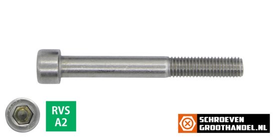 Inbusbouten cilinderkop M10 x 60mm RVS A2 DIN912 25 stuks