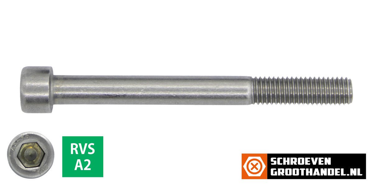 Inbusbouten cilinderkop M12 x 80mm RVS A2 DIN912 25 stuks