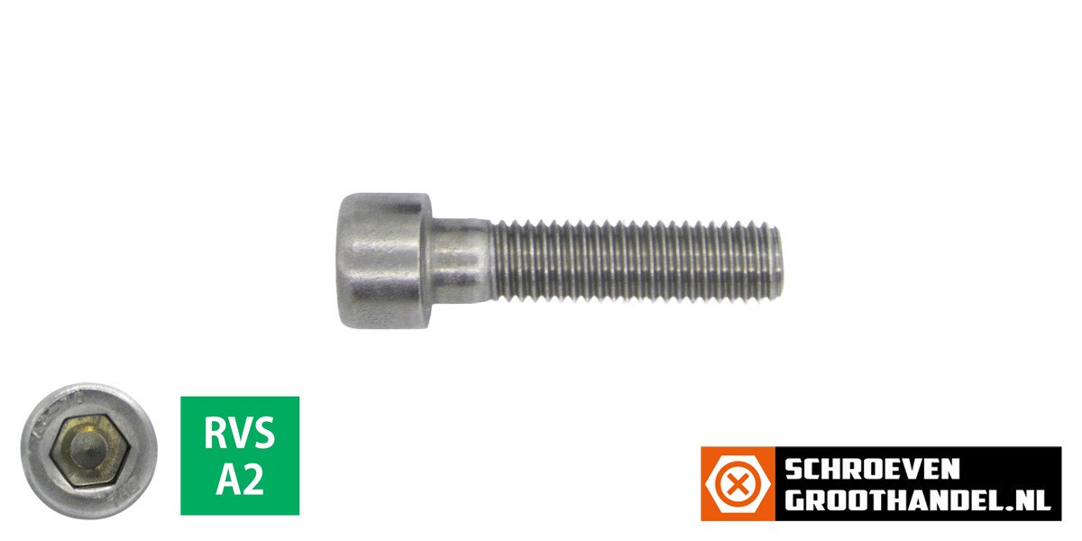 Inbusbouten cilinderkop M3 x 30mm RVS A2 DIN912 100 stuks