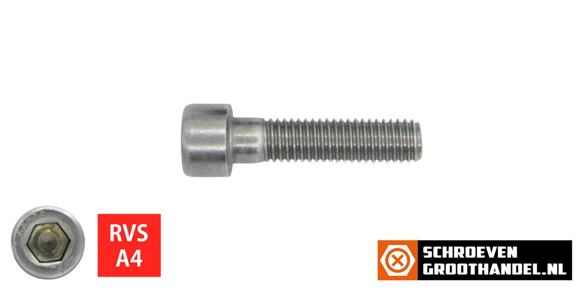 Inbusbouten cilinderkop M5 x 30mm RVS A4 DIN912 100 stuks