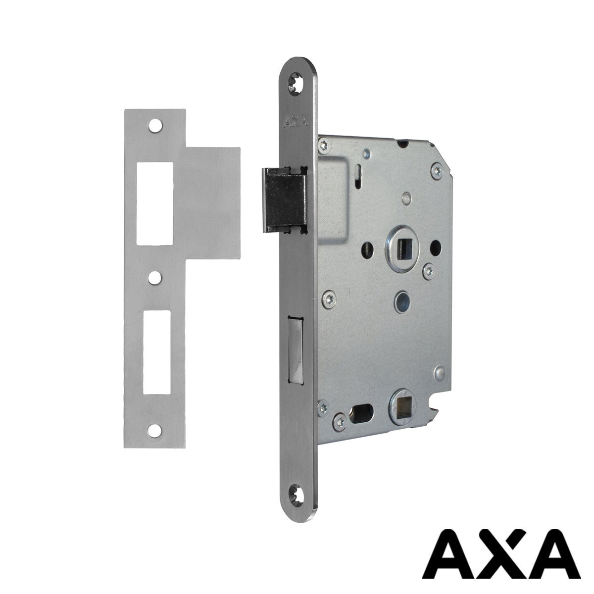 Toilet- en badkamerslot rvs 63mm voorplaat incl sluitplaat AXA
