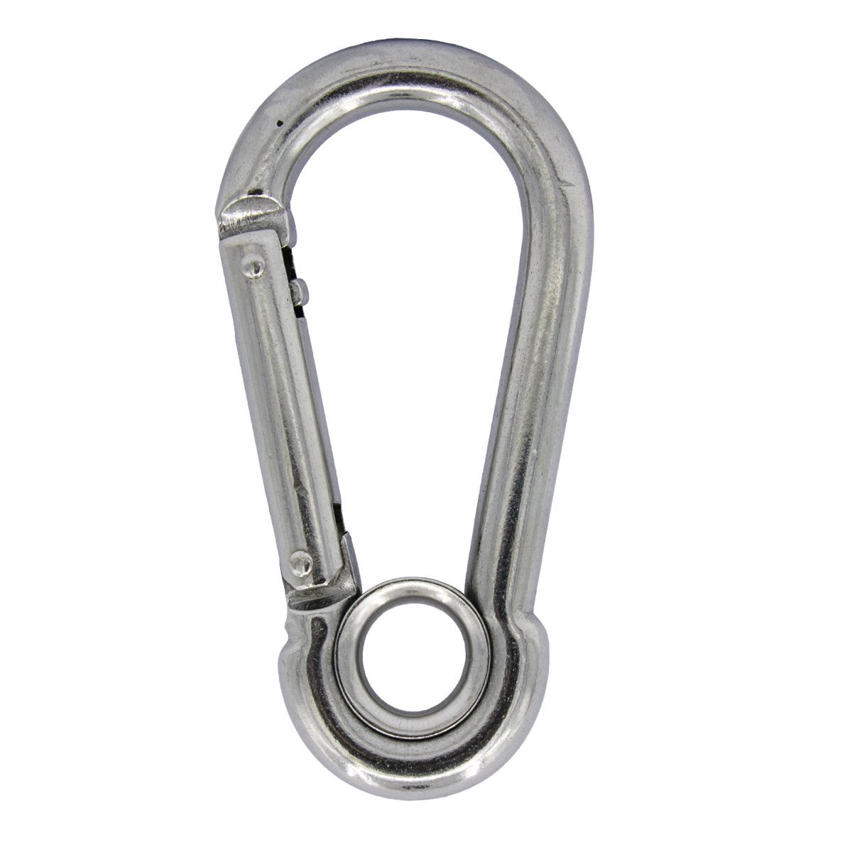 Karabijnhaak met oog en grote sluiting 8x80mm RVS A4 1 stuk