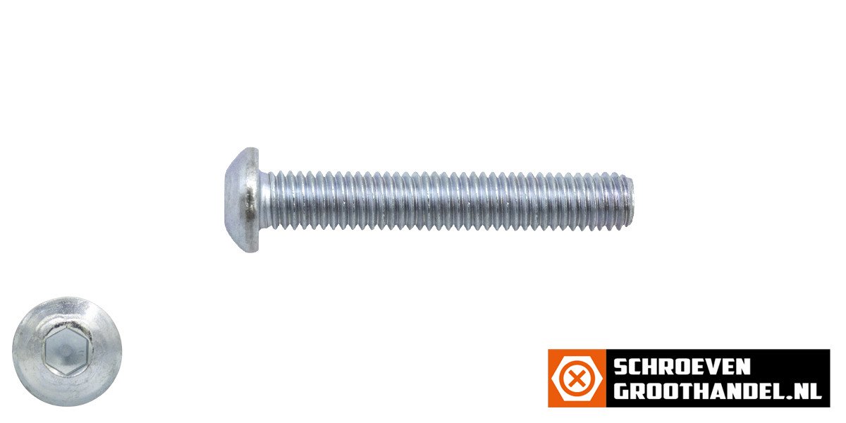 Laagbolkopschroeven laagbolkop M8 x 25mm verzinkt ISO7380-1 50 stuks