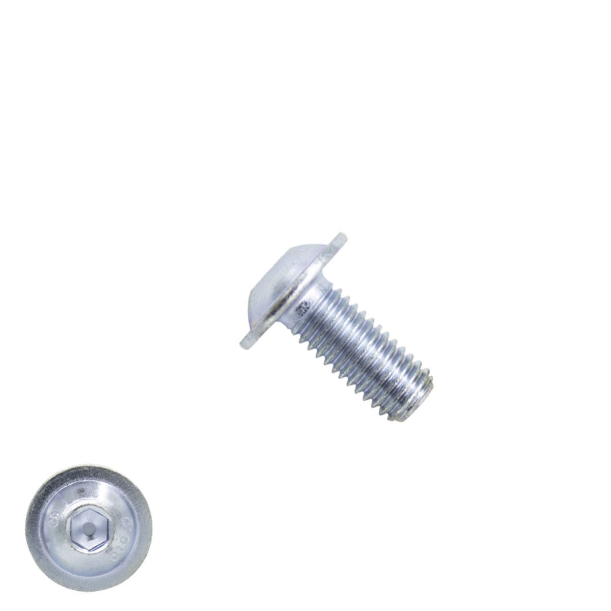 Laagbolkopschroeven laagbolkop met flens M6 x 20mm verzinkt ISO7380-2 100 stuks