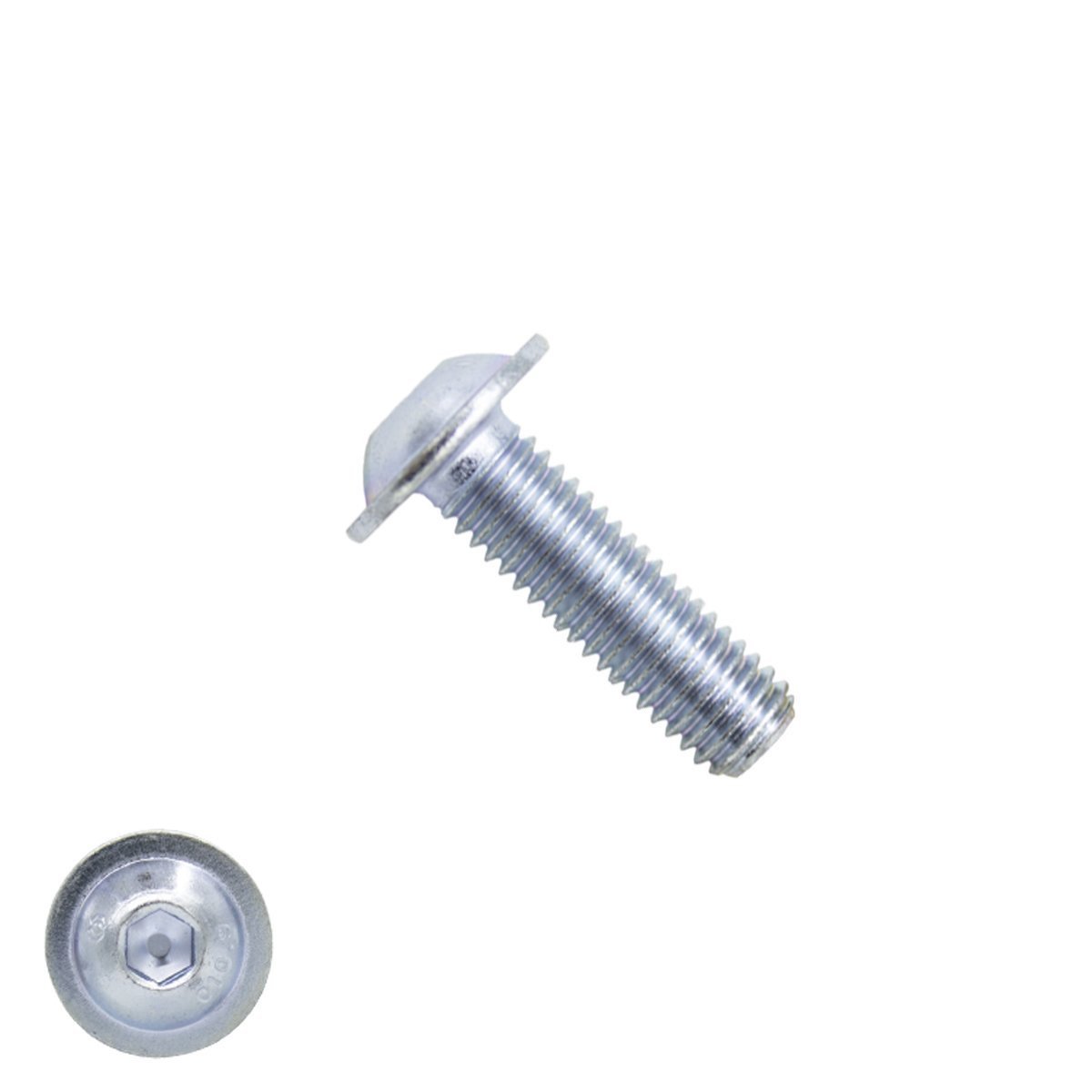 Laagbolkopschroeven laagbolkop met flens M8 x 30mm verzinkt ISO7380-2 50 stuks