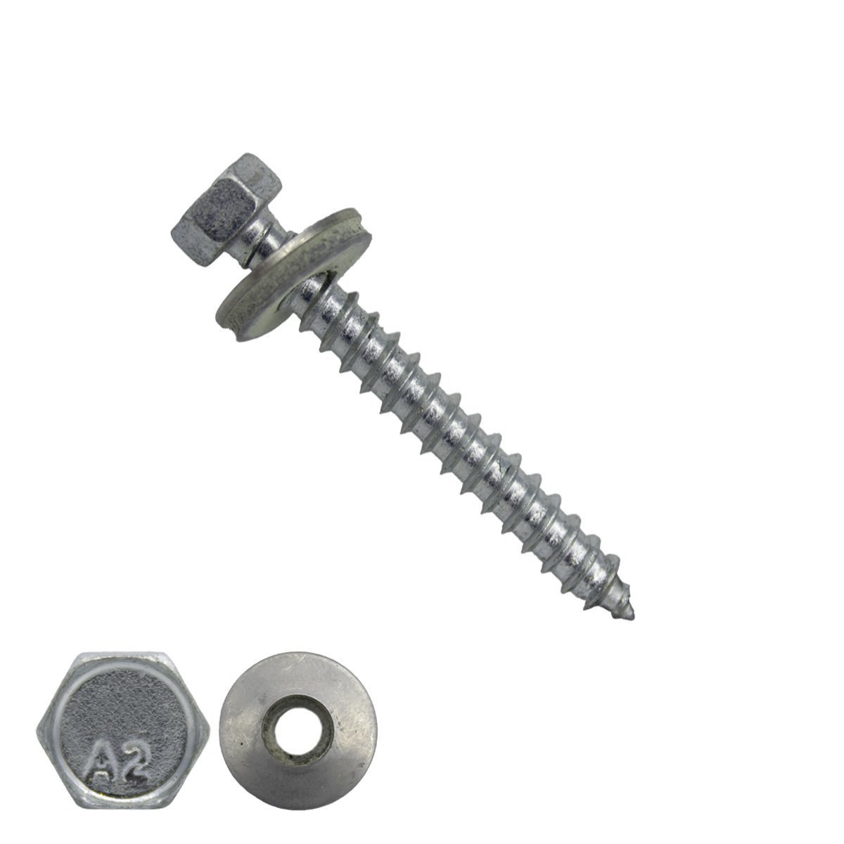 Montageschroeven RVS A2 6,5x45mm met afdichtring 16mm 200 stuks