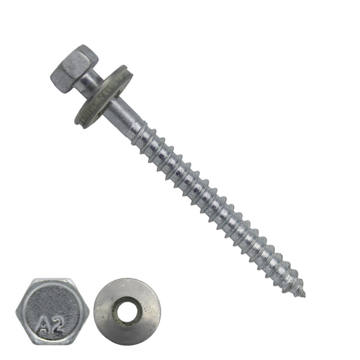 Montageschroeven RVS A2 6,5x50mm met afdichtring 16mm 200 stuks