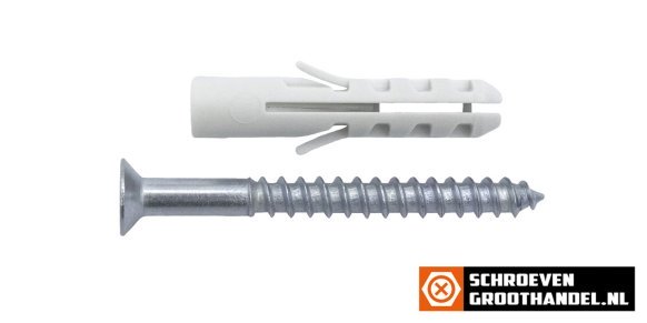 Nylon pluggen met houtschroef 5mm 20 stuks