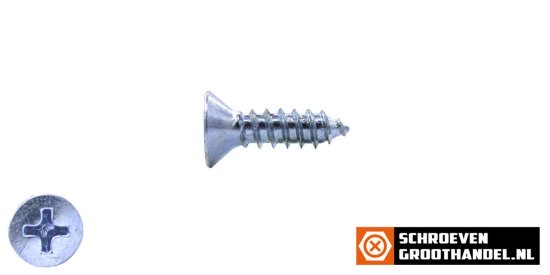Parkers verzinkt 4,8x13mm platkop philips DIN 7982 200 stuks