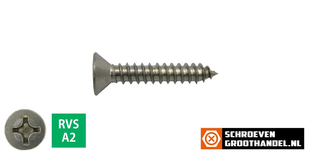 Parkers RVS A2 3,5x16mm platkop philips DIN 7982 200 stuks