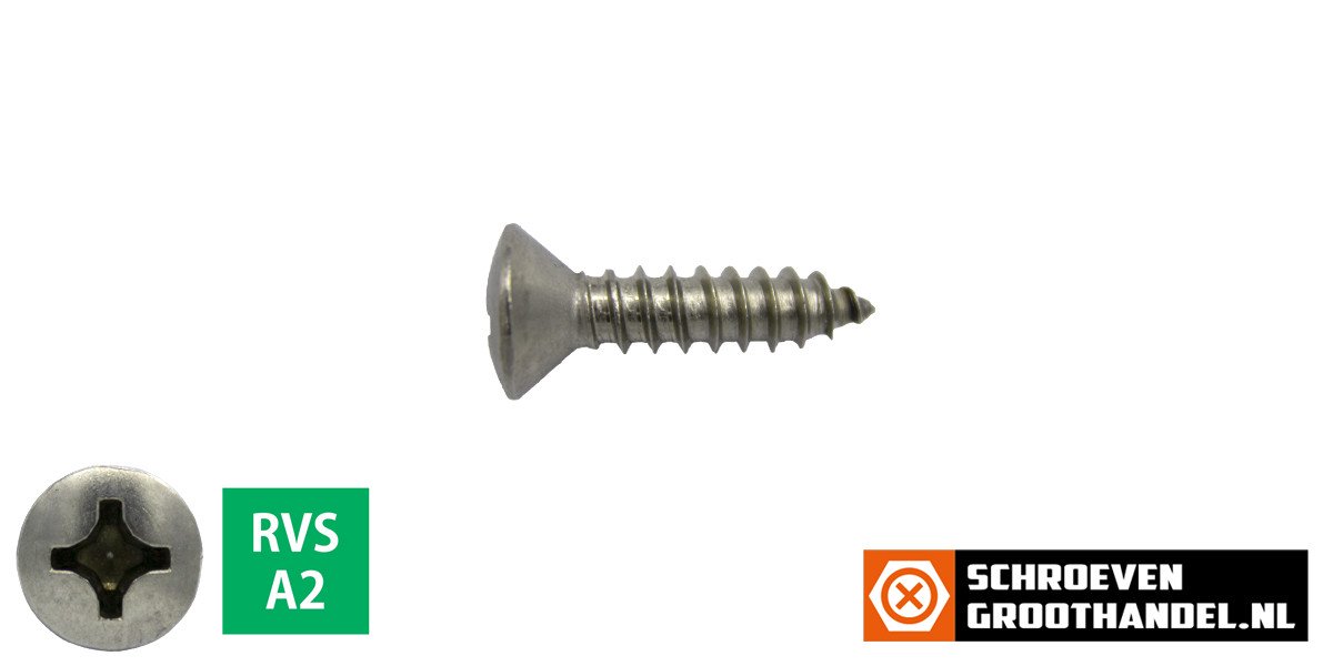 Parkers RVS A2 4,2x13mm lenskop philips DIN 7983 200 stuks