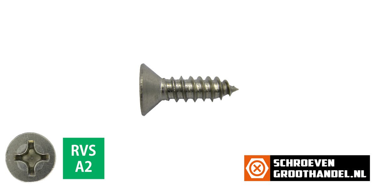 Parkers RVS A2 4,2x13mm platkop philips DIN 7982 200 stuks
