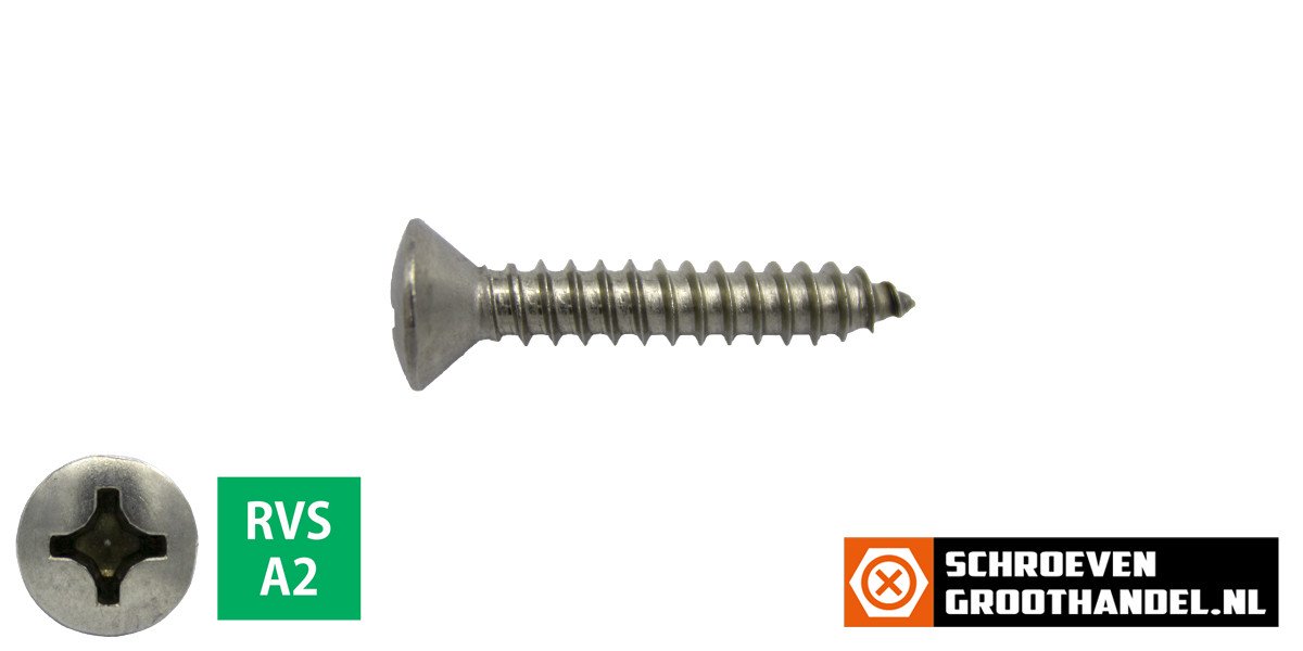 Parkers RVS A2 4,2x16mm lenskop philips DIN 7983 200 stuks