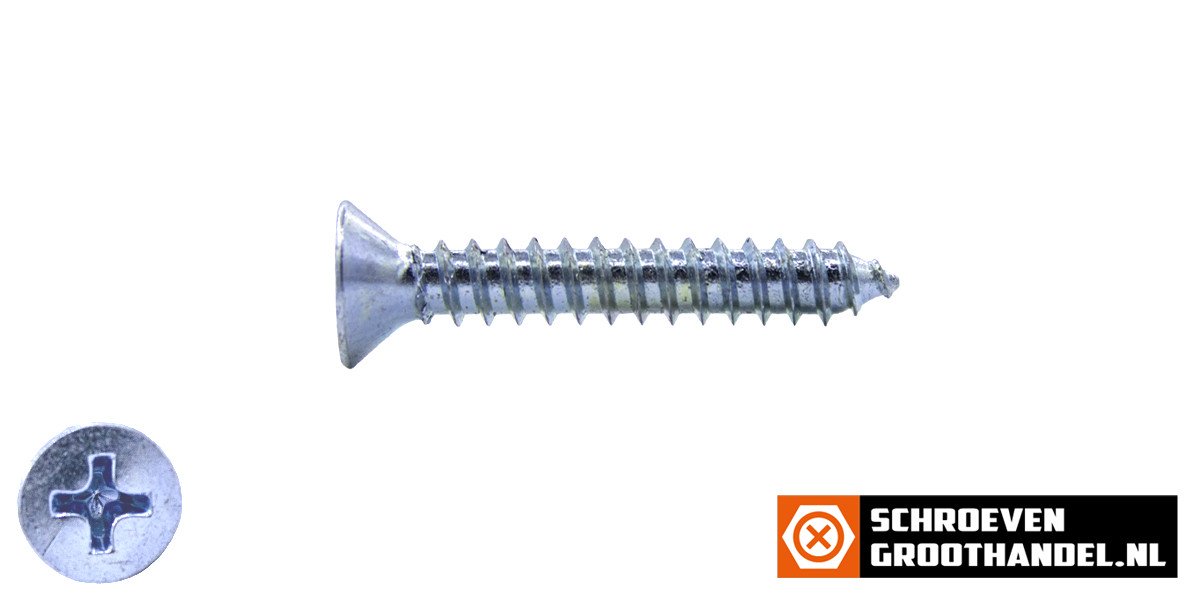 Parkers verzinkt 3,9x32mm platkop philips DIN 7982 200 stuks