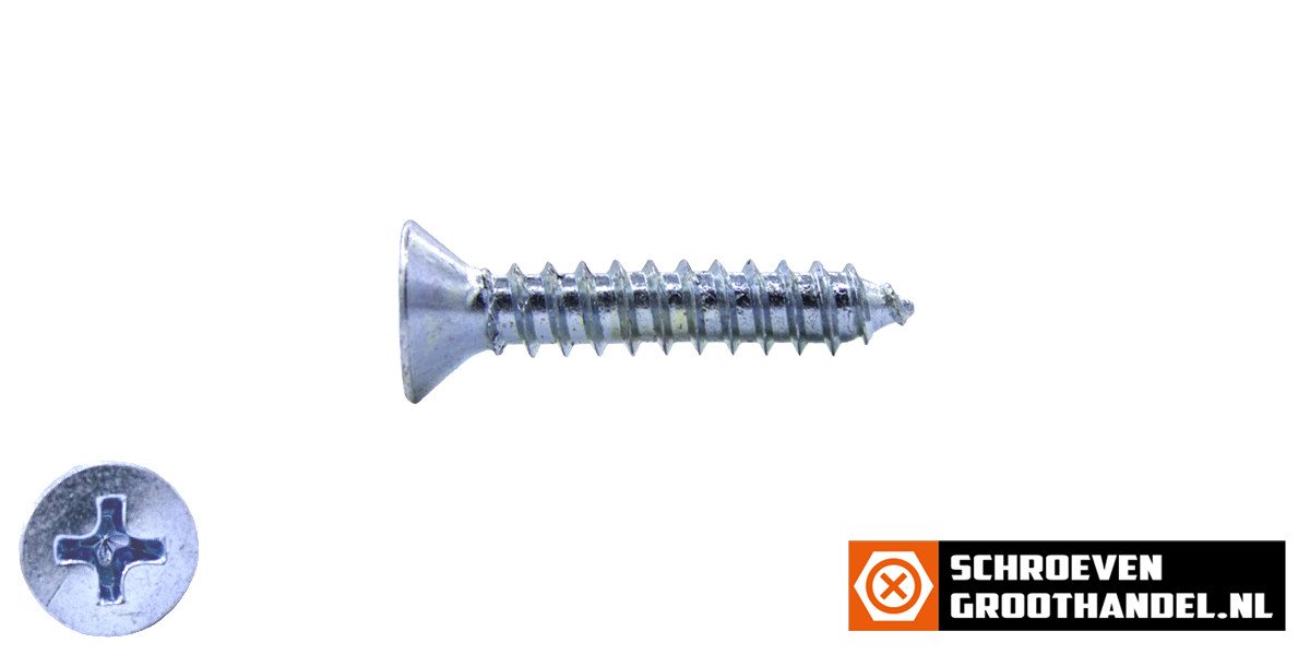 Parkers verzinkt 4,2x19mm platkop philips DIN 7982 200 stuks