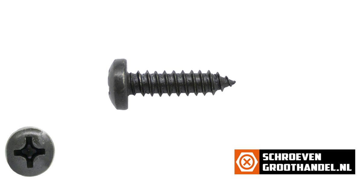 Parkers zwart verzinkt 4,8x16mm cilinderkop philips DIN 7981 200 stuks