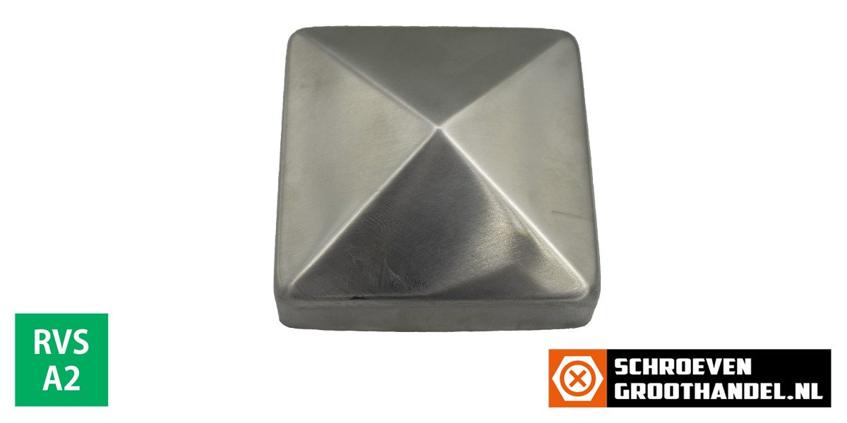 Paalkap pyramide 71x71 mm RVS A2 1 stuk