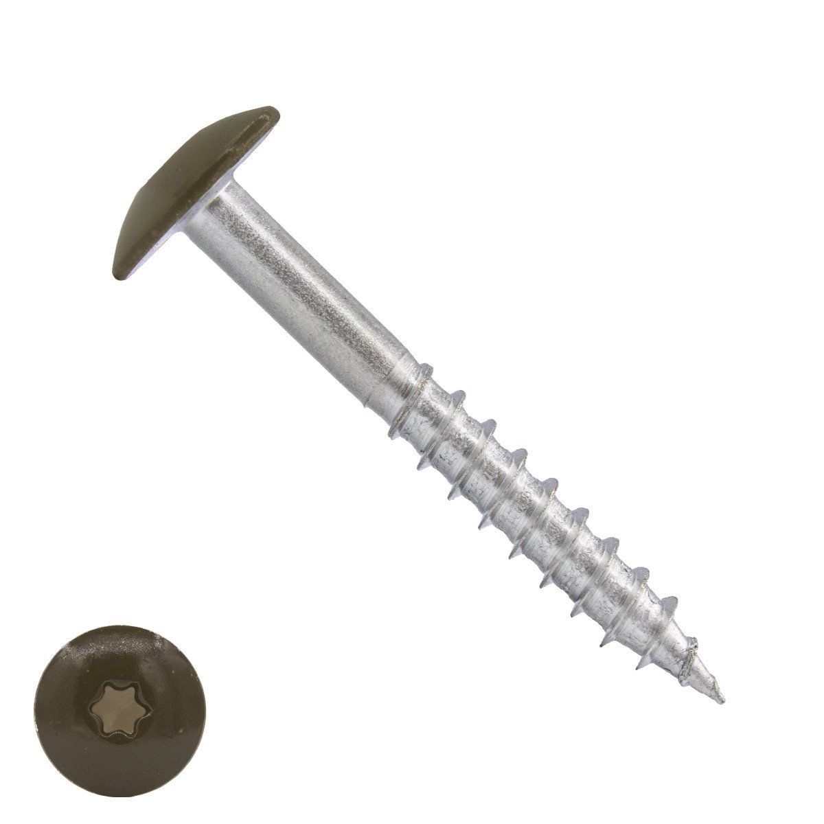 Schroeven voor Trespa® / HPL-platen 4,8x25 mm RAL8014 sepiabruin RVS A2 TORX 100 stuks