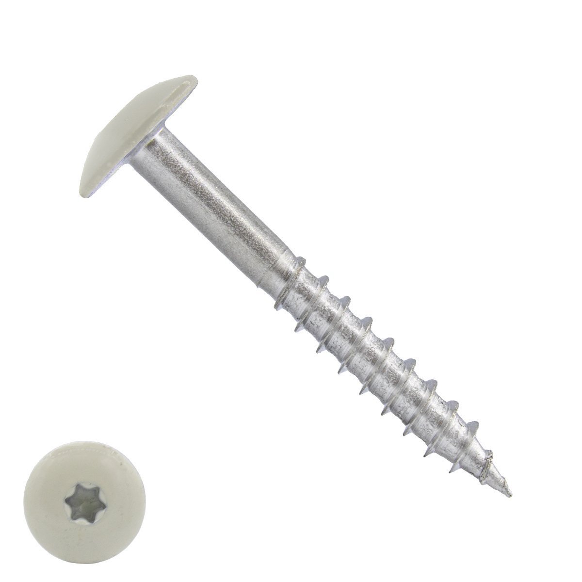 Schroeven voor Trespa® / HPL-platen 4,8x38 mm RAL9001 crèmewit RVS A2 TORX 100 stuks