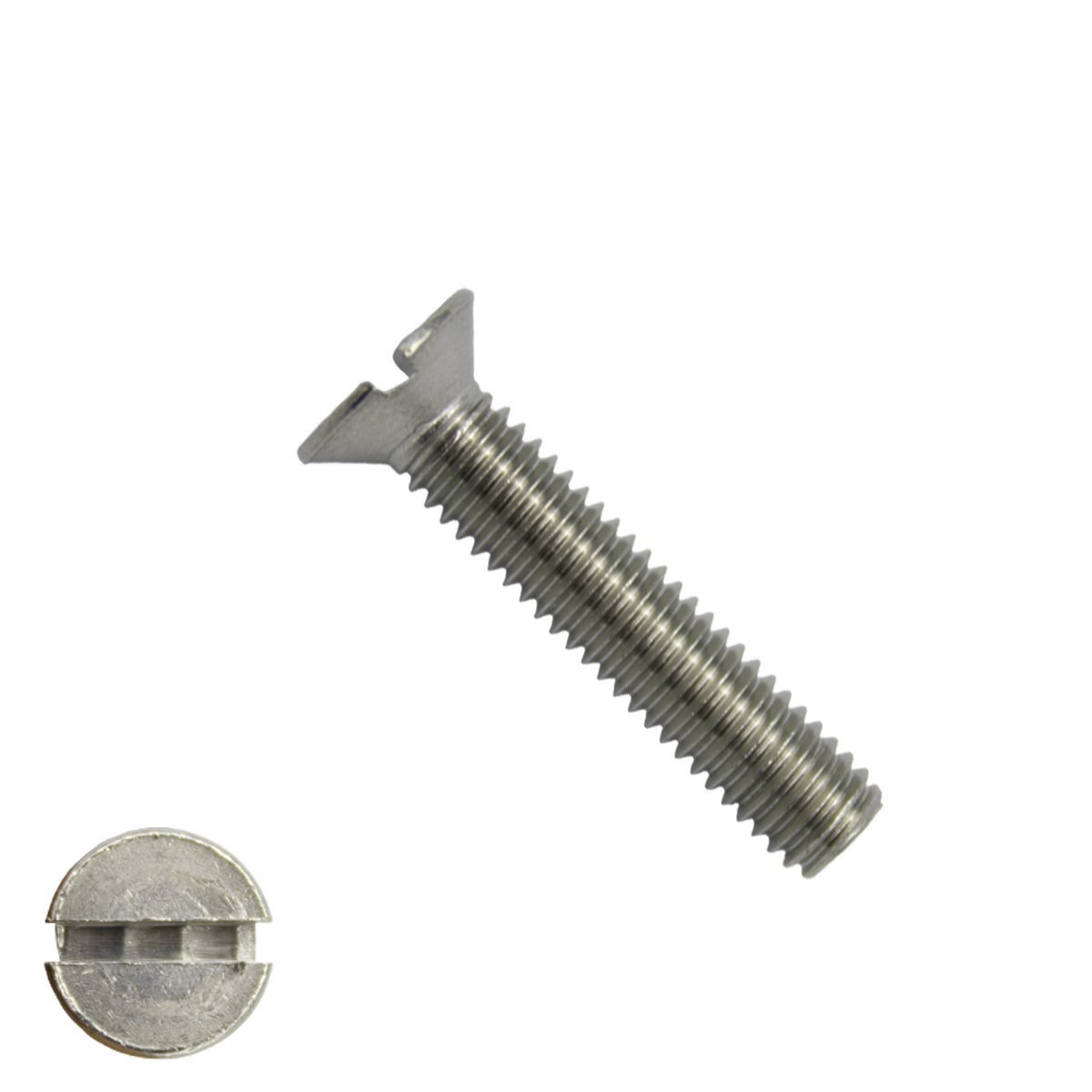 Metaalschroeven platkop M6 x 30mm DIN963 RVS A2 zaagsnede 200 stuks