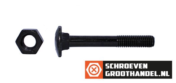 Slotbouten M8 zwart 8x40 mm met moeren 25 stuks