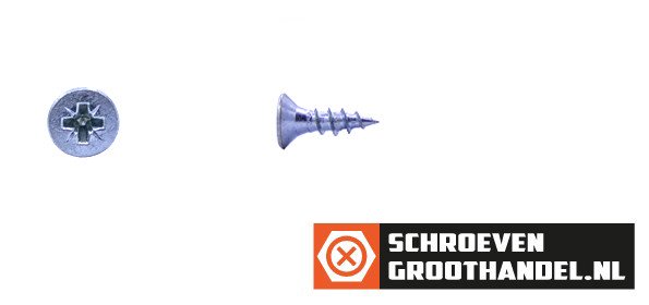 Spaanplaatschroeven 2,5x16mm verzinkt platkop pozidriv-1 200 stuks