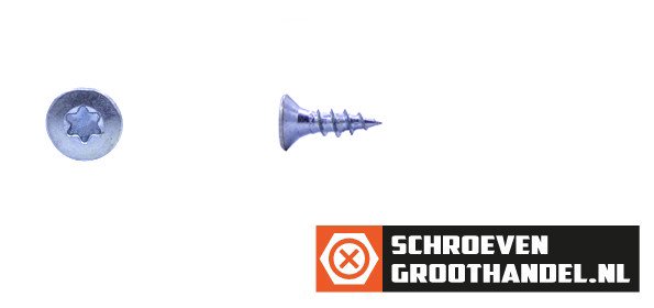 Spaanplaatschroeven 3,5x16mm verzinkt platkop TORX-15 200 stuks