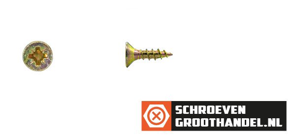 Spaanplaatschroeven 3x12mm geel verzinkt platkop pozidriv-1 200 stuks