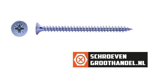 Spaanplaatschroeven 4,5x60mm verzinkt platkop pozidriv-2 200 stuks