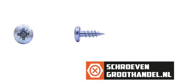 Spaanplaatschroeven 4x16mm verzinkt rondkop pozidriv-2 200 stuks