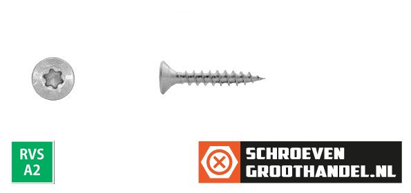 Spaanplaatschroeven 4x20mm RVS A2 platkop TORX-20 200 stuks