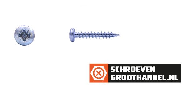 Spaanplaatschroeven 4x20mm verzinkt rondkop pozidriv-2 200 stuks