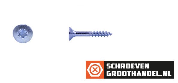 Spaanplaatschroeven 4x30/18mm verzinkt platkop TORX-20 200 stuks