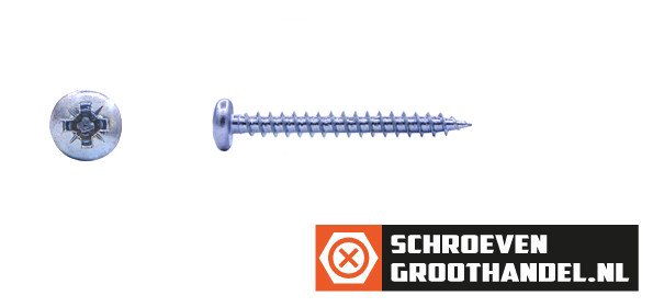 Spaanplaatschroeven 4x30mm verzinkt rondkop pozidriv-2 200 stuks