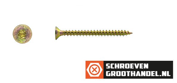 Spaanplaatschroeven 4x40mm geel verzinkt platkop TORX-20 200 stuks