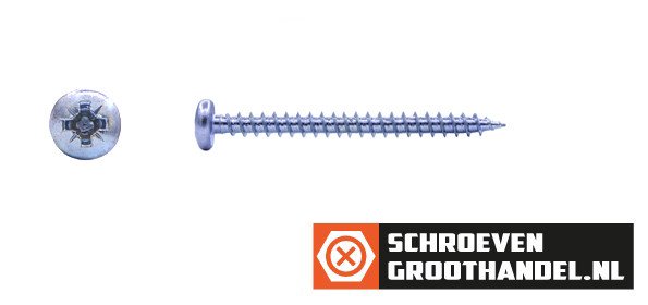 Spaanplaatschroeven 4x40mm verzinkt rondkop pozidriv-2 200 stuks