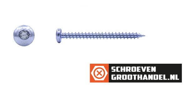 Spaanplaatschroeven 4x40mm verzinkt rondkop TORX-20 200 stuks