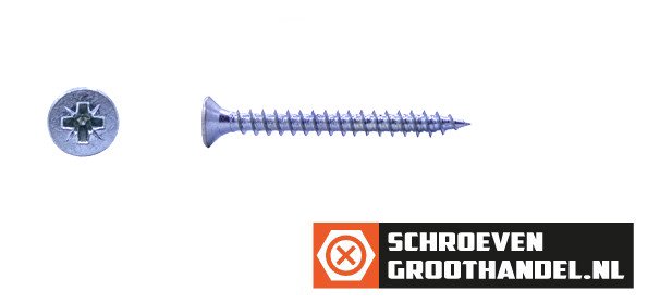 Spaanplaatschroeven 4x45mm verzinkt platkop pozidriv-2 200 stuks