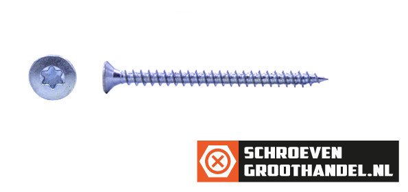 Spaanplaatschroeven 4x50mm verzinkt platkop TORX-20 200 stuks