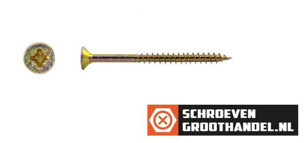 Spaanplaatschroeven 4x70/42mm geel verzinkt platkop pozidriv-2 200 stuks