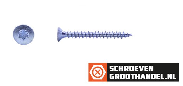 Spaanplaatschroeven 5x45mm verzinkt platkop TORX-25 200 stuks