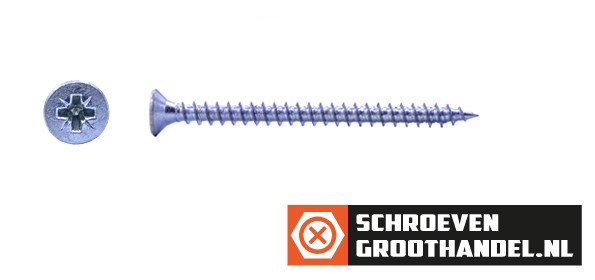 Spaanplaatschroeven 5x50mm verzinkt platkop pozidriv-2 200 stuks