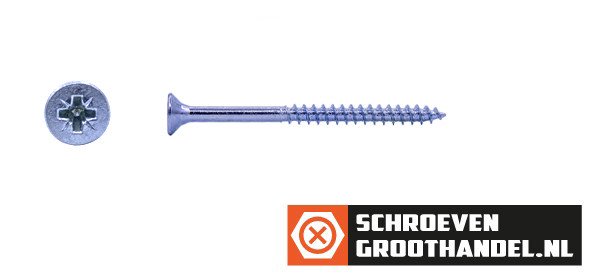 Spaanplaatschroeven 5x70/42mm verzinkt platkop pozidriv-2 200 stuks