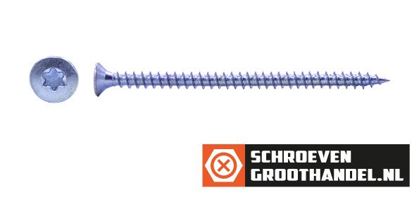 Spaanplaatschroeven 5x70mm verzinkt platkop TORX-25 200 stuks