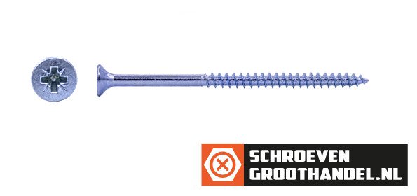 Spaanplaatschroeven 6x100/60mm verzinkt platkop pozidriv-3 100 stuks