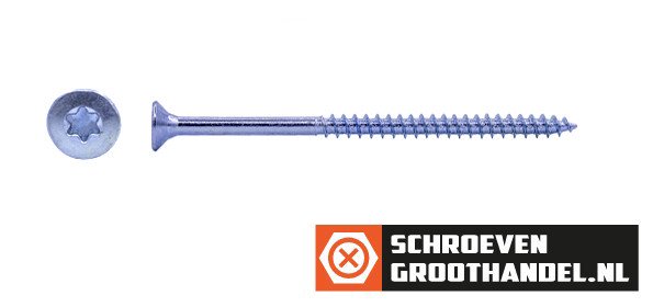 Spaanplaatschroeven 6x180/70mm verzinkt platkop TORX-30 100 stuks