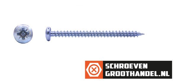 Spaanplaatschroeven 6x50mm verzinkt rondkop pozidriv-3 200 stuks