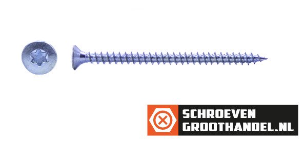 Spaanplaatschroeven 6x60mm verzinkt platkop TORX-30 200 stuks